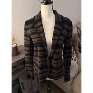 LOFT women's‎ cardigan small cotton striped brown black